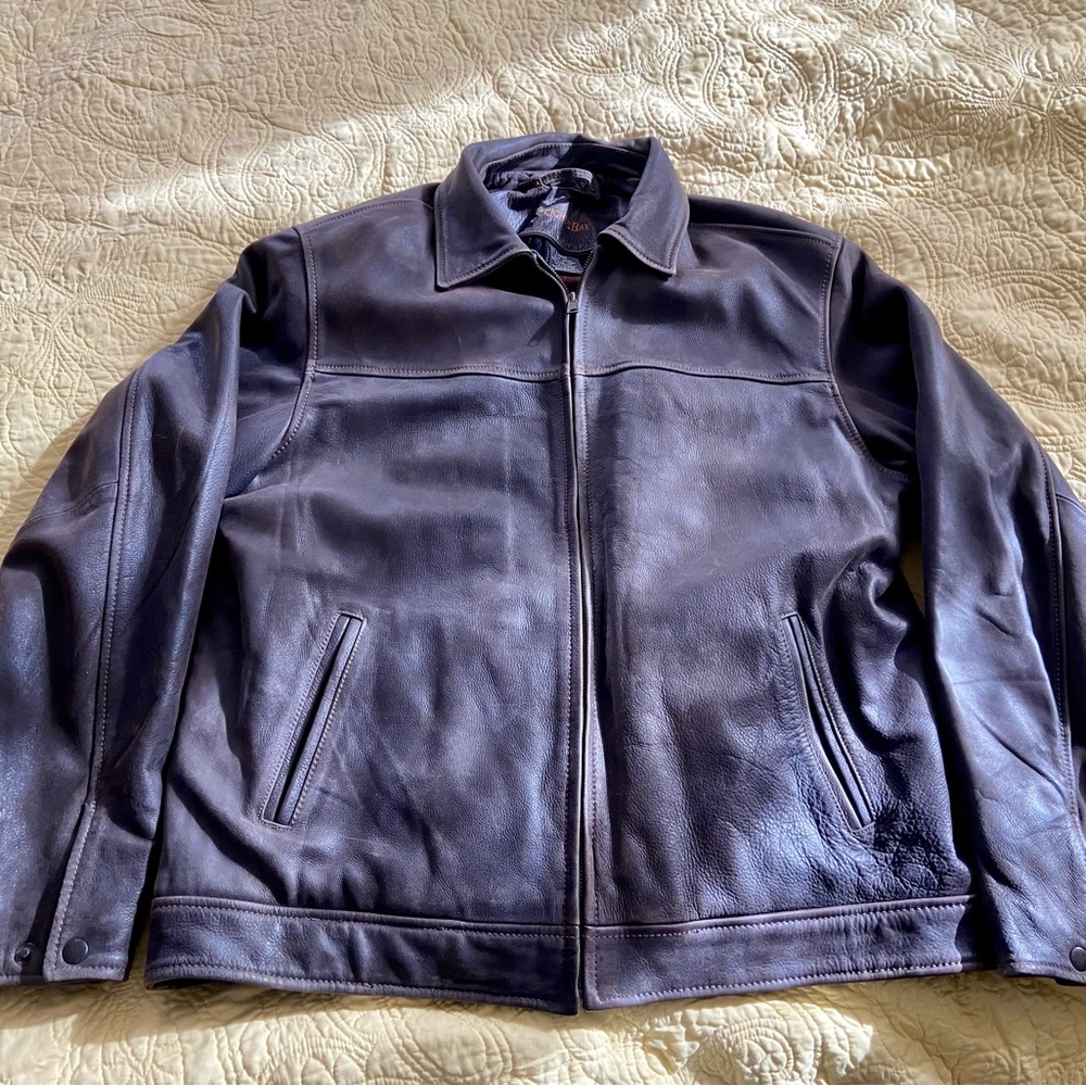 Vintage St. Johns Bay Genuine Leather Coat Jacket Mens  Lined